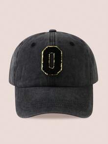 1pc Women/Men 26 Letter Baseball Cap, Washed Brim Sun Hat, Suitable For Outdoor Activities And Daily Wear, UV Protection - Black Gold Label-black Washed Cap - View 23