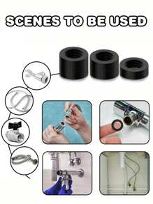 10/30 piezas Conectores de grifo para el hogar, junta de goma negra a prueba de fugas, anillo de goma de sellado para tuberías de 1/2", junta de grifo, goma de silicona de sellado, delantal resistente al calor y al frío, conexión de drenaje a prueba de explosiones, junta de 3 mm de espesor resistente al calor y a las fugas