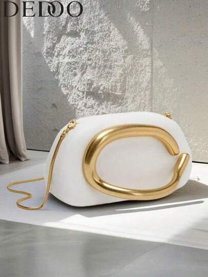 Dedoo Vintage Metal Decor Clutch, New White Bride Wedding Party Handbag, Women's Chain Shoulder Crossbody Bag, Suitable For Teenage Girls, College Students, Young Professionals And Office Ladies, Perfect For Office, University, Work, Business, Commuting, Outdoor Activities, Travel, Picnic, Party, Wedding, Prom, Formal Dinner And More Occasions., Cream Bag
