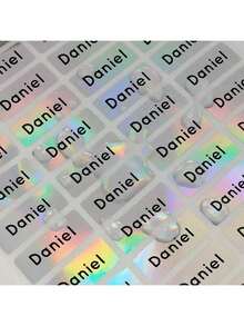 个性化标签贴纸-激光贴纸，自定义名称防水定制，易于粘贴在不同表面，适用于各种场合，水瓶，书包，文具，服装，行李，午餐盒贴纸，办公用品等。回到学校 - 彩色 - 查看 4