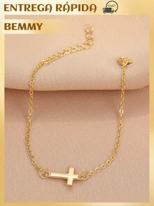 BEMMY 1 Piece Simple Cross Bracelet, Can Be Worn On Hands And Feet, Suitable For Women And Men For Daily And Party Wear - 金色 - 查看 8