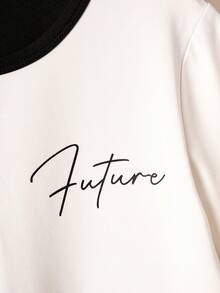 Young Boys' Simple Casual Letter Print Color Block Short Sleeve T-Shirt And Shorts 2pcs/Set - Multicolor - View 6