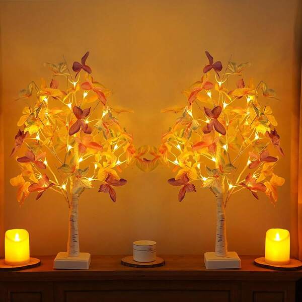 Árbol de mariposa con luces LED, lámpara de árbol de abedul y ramas, decoración navideña, luces de hadas blancas cálidas alimentadas por batería o USB para decoración del hogar, boda, Pascua, centro de mesa navideño, decoración de Halloween a pilas para habitación, decoración de jardín, regalo, decoración festiva