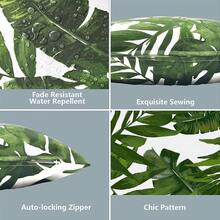 Outdoor/Indoor Throw Pillows, 18x18 Square Pillows With Inserts Bed, Couch, Sofa & Patio Furniture (Set Of 2, Monstera Blue), Decorative Pillows - 棕櫚綠 - 查看 4