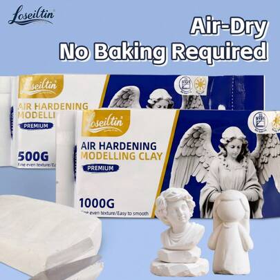 Xin Bowen 500/1000G Stone Air-Dry Clay Modelling Pliable Air Clay For Sculpting And Coating - Introductory Air Dry Modeling Clay - Molding Clay For Sculpting And More(White),School Supplies,Back To School