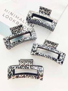 4pcs/Set Medium Leopard Print Square Hair Claws, Versatile Plastic Square Hair Clips, Damage-Free Hair Accessory, Leopard Hair Claw, Suitable For Daily Wear, Parties, Gifts, Autumn/Winter Valentine's Day,Hair Accessories,Claw Clips,Hair Jaw Clip,Hair Clutch
