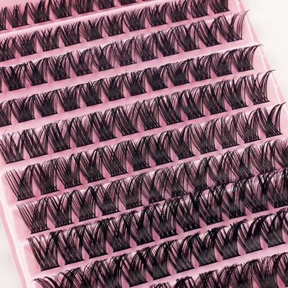 120pcs D-Curl Fluffy Natural Look False Eyelashes, Suitable For Beginners, Soft & Comfortable, Easy DIY Big Eye Effect At Home, Applicable For Daily Commute, Travel, Photography, Party, Wedding And Other Occasions