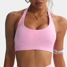 Women's High Impact Sports Bra, Supportive Camisole Top, Seamless Fitness Activewear, Yoga Bra - Pink - View 11