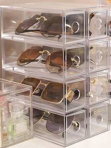 1PC Multifunctional Glasses Storage Box, High-Quality Plastic Glasses Organizer, Glasses Organizer, Sunglasses Display Glasses Frame Display Rack, Myopia Glasses Sunglasses Display Storage Box, Desktop Organizer, Home Decoration, Stationery Storage, Back-To-School Supplies, Holiday Gifts. - Transparent - View 7