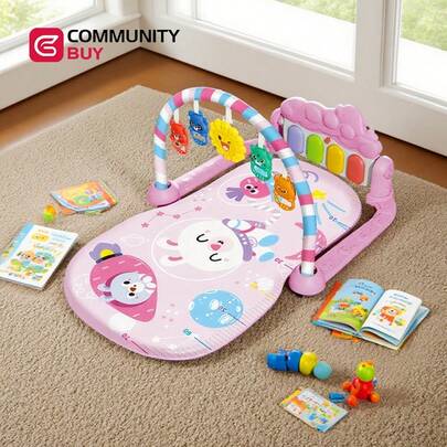 Jueguete para bebés: columpio fitness con piano musical de pedal, alfombra de juegos, piano de pedal para bebés, juguete para neonatos y niños pequeños de hasta 36 meses