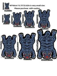 1 tấm thảm hình con hổ bất đối xứng, thảm đầu giường phòng ngủ - Màu xanh bụi bặm - Xem 2