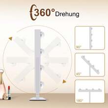 ZMH Espejo de maquillaje iluminado con 9 LED, espejo cosmético pequeño con luz, espejo de mesa giratorio de 360°, 3 modos, espejo de maquillaje con atenuación táctil.