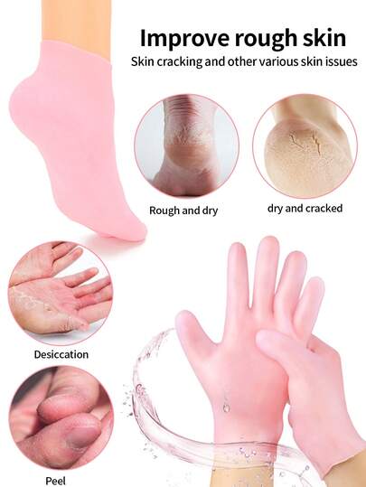 3pcs Moisturizing Gloves, Socks, Mask Cover Set, Ear-Loop Mask, Silicone Gel Spa Socks For Dry Skin, Silicone Gel Heel Socks Anti-Slip, For Foot Softening, Callus Care, Post-Manicure Foot Care, Reusable Waterproof, Odor-Proof, Anti-Evaporation, Anti-Drop. Suitable For Christmas, Winter, Pink, Graduation, Birthday, Holiday, Summer, Autumn, Y2K Style, Fashion Beauty, Makeup Party, Beach Travel, Camping, Outdoor School, Campus Travel, Festival Decoration Gift, Rose, Girl Cosplay, Best Color, Charm, Atmosphere