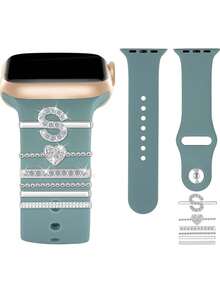 6 Peças/Conjunto Letras de Strass de Liga A-Z Adequadas para Pulseira de Silicone do , Anel Decorativo com Letra em Formato de Coração