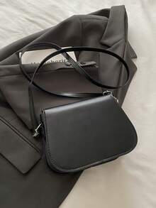 时尚撞色钻石压纹马鞍形迷你斜挎包 - 黑色 - 查看 5