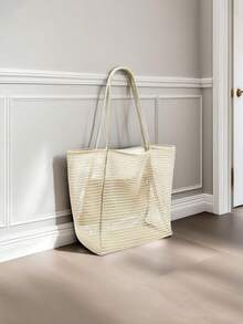 网眼沙滩包，女士单肩手提包，大容量可折叠网眼泳包，带口袋，洗漱用品和游泳装备收纳袋，沙滩度假配件手提包 - 彩色 - 查看 14