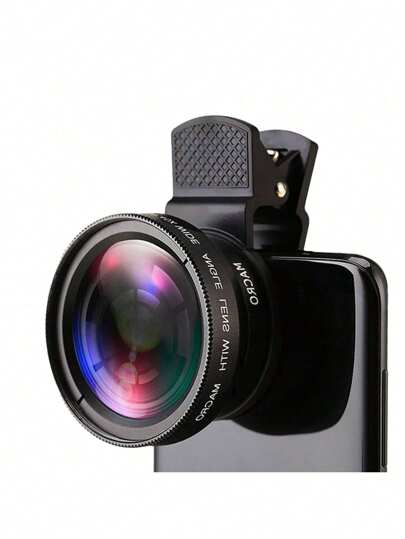 0.45x 2-In-1 Lens, Ultra-Wide-Angle Macro Mobile Phone Lens, Large Field Of View Powerful Small Mobile Phone Lens, With Its Own Storage Bag, Easy To Carry. Ultra-Light, Portable, Durable (Random With And Without Fonts) (Some Styles Are Random)