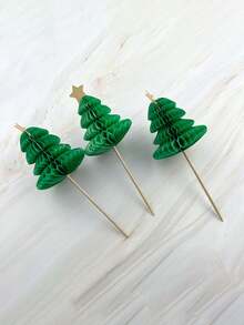 20/30/40 件圣诞树形鸡尾酒装饰棒、搅拌棒、甜点蛋糕水果牙签、西瓜伞牙签圣诞节圣诞装饰品圣诞睡衣圣诞礼物圣诞装饰 - 綠色 - 查看 3