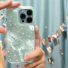 Funda para teléfono con degradado. Funda suave. Funda protectora resistente a caídas con diseño coreano Y2K para los modelos 16, 15, 14, 13, 12 y 11 Pro Plus con efecto glaciar. - azul claro - Ver 9
