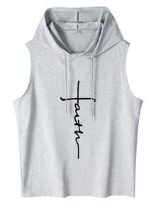 Sudadera con capucha y cordón casual para hombre - Gris - Ver 2