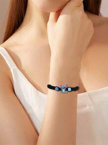 Disney Disney 1pc Disney Cartoon Stitch Alloy Craft Adjustable Braided Bracelet,Great For Wonderful Gifts For Friends And Partners!