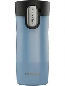 Contigo AUTOSEAL West Loop - Taza de viaje de acero inoxidable aislada al aspiradora con tapa fácil de limpiar, 12 onzas, perla esmerilada de sal - Perla helada glaciar - Ver 3