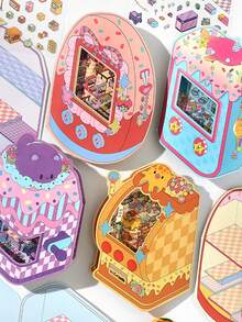 3张2.5D风景贴纸，小角落系列第3辑，3D迷你房屋DIY场景贴纸，适用于学生日记装饰、剪贴簿用品、趣味贴纸、笔记本电脑贴纸、Kindle手机贴纸 - 彩色 - 查看 1