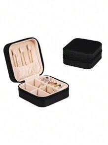 1 件便携式珠宝盒，简约珠宝收纳盒，旅行珠宝收纳盒，适用于耳环、戒指、项链、手镯、小巧化妆包，圣诞节、复活节、伴娘、女性夏季旅行的完美礼物收纳盒旅行必需品返校宿舍收纳秋季装饰