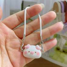 1pc(Excluding Dolls) Dollhouse Mini Cartoon Animal Shy Pig Model Creative Neck Hanging Accessories Doll Pendant Cloth Hanging Party Gift