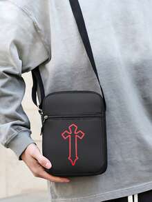 新款牛津布男士单肩背包 - 手机携带包，黑色，旅行斜挎包 - 彩色 - 查看 5