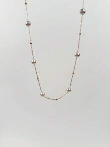 1pc Fashionable & Delicate French Style Gauzy, Versatile Faux Pearl Women Necklace (Length Is Cut According To Size, Bead Quantity Is Not Fixed)