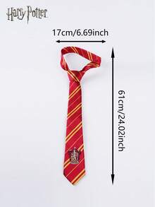 WB 1PC Harry Potter Officially Licensed Tie Hogwarts Gryffindor Slytherin Ravenclaw Manual Knotting Badge Striped Knit Fashions Tie Movie Peripherals British College Style Party Dress Up Props Shirts Accessories Creative Room Desktop Decorations Birthday Surprise Christmas Halloween Gifts For Family And Friends Harry Lover - Red - View 3