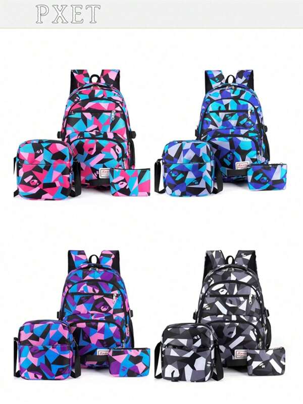 High-Quality Three Pieces Leisure Package Primary School Students Junior High School Students Backpack Large-Capacity Student Bag Handbag Purse Outdoorsman Travel Bag