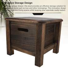 Taburete de madera 3 en 1 Taburete para cambiar zapatos Mesilla de noche 30x30x25cm, Taburete de madera para cambiar zapatos con cajón de almacenamiento Mesilla de noche para la entrada de la oficina Apartamento en casa - Construcción robusta, bordes lisos - Marrón - Ver 2