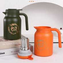 1 Stück 1500ML/50oz isolierter Edelstahl Kaffeekanne, Thermokaraffe mit großer Kapazität, heiße Wasserflasche mit Knopf, geeignet für Zuhause, Wohnheim, Büro, Restaurant, Hotel