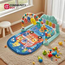 Jueguete para bebés: columpio fitness con piano musical de pedal, alfombra de juegos, piano de pedal para bebés, juguete para neonatos y niños pequeños de hasta 36 meses - Azul - Ver 2