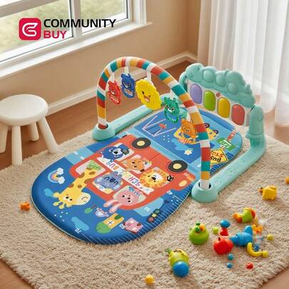 Jueguete para bebés: columpio fitness con piano musical de pedal, alfombra de juegos, piano de pedal para bebés, juguete para neonatos y niños pequeños de hasta 36 meses