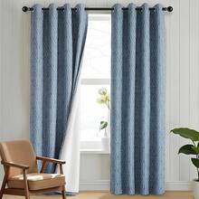 Beige And Black% Blackout Geometric Pattern Curtains, 52 Inch Wide 96 Inches Long 2 Panels, Thermal Insulated Noise Reducing Anti-Rust Grommet Drapes Bedroom Living Room,, Modern Style, Energy-Efficient - 藍白色 - 查看 2