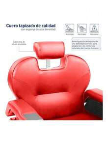 Sillón de Barbero Bluelander. - Rojo - Ver 3