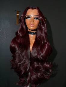 99J Burgundy Lace Front Human Hair Wigs For Women 13x4 Transparent Lace Frontal Wigs Pre Plucked With Baby Hair Brazilian Body Wave Red 99J Colored Hair Lace Wigs For Women - S99J - 查看 2