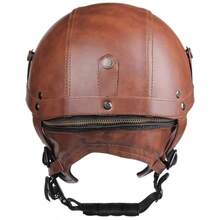 复古摩托车头盔，黑色摩托车头盔，PU皮革摩托车头盔，德式半盔，复古摩托车头盔，骑行护具，摩托车配件，自行车头盔，赛车护具，摩托车装备，骑士礼品 - 彩色 - 查看 7