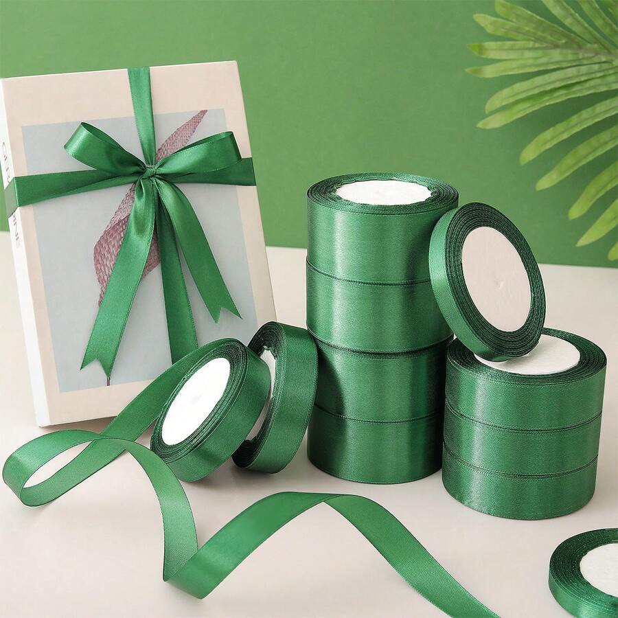 Décoration de fête de Noël Ruban vert Nœud cadeau Cordon satin - Vert - Voir 1