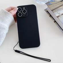 Solid Color Black Silicone Keychain, Lanyard 1pc Solid Color Silicone-Like Liquid Phone Case With Lanyard, Compatible With Samsung, Compatible With Apple 11/12/13/14/15/16 Pro Max, Compatible With Samsung S22/23/24/S25+ UA04/A05/A14/A15/A24/A25/A34/A54 SA56/A36/A26 Waterproof Shockproof Anti-Fall Scratch Resistant,International Version, Not The Domestic Version Birthday Gift - Black - View 4
