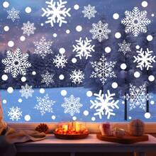 1 套玻璃窗雪喷窗贴、圣诞窗贴、玻璃窗雪喷窗贴、冬季窗贴、圣诞节假期、办公室室内装饰玻璃圣诞装饰品、圣诞装饰、圣诞装饰品、家居圣诞装饰