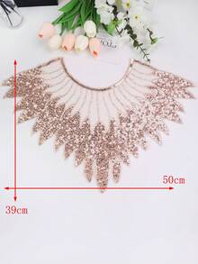 50厘米长 x 39厘米宽 全新蕾丝刺绣网眼水晶亮片串珠贴花披肩 DIY 服装配饰饰边 - 多色 - 查看 15