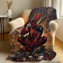 1pc Deadpool & Wolverine Cartoon Pattern Super Soft Flannel Multi-Season Lightweight Nap Blanket Soft And Warm As An Extra Warm Layer Under Your Sheets Or Quilt Comfortable And Breathable Machine Washable - As Shown - View 5