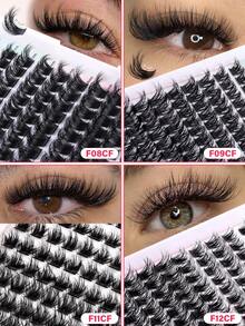 Lash Clusters D Curl, Individual Fluffy Lashes, 12 Rows 10-16MM Mixed Lash Extensions, Soft And Natural Fluffy False Eyelashes Individual DIY Eyelash Extension At Home Lash Clusters, Eyelash Clusters, Individual Eyelashes, Lashes, Fake Lashes - D - View 1