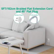 Waksmart Surge Protector Power Strip, Power Strip With USB C Ports, 6 AC Outlets And 4 USB Ports(2USB-C), 5FT Braided Extension Cord With Multiple Outlets For Home, Office, Living Room, Dorm Room 13A/1625W White - 查看 6