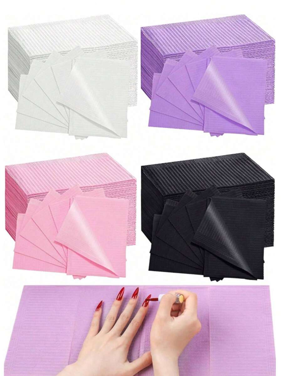 Disposable Nail Art Table Mat 125/50/20/10/5 Pcs ,Nail Art Table Towels Mat,3 Ply Nail Napkins For Acrylic, Nail Art Mat Paper Sheet, Waterproof Nail Tips Art Paper For Home Salon - Multicolor - View 1