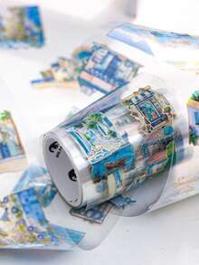 1 卷城市冒险系列和纸胶带，城市主题剪贴簿 DIY 装饰材料，适用于学生日记贴纸和装饰，学校用品，返校